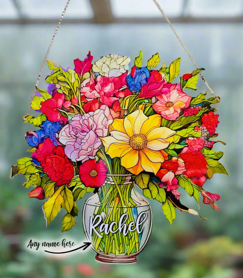Everlasting Mixed Flowers in Vase Personalised